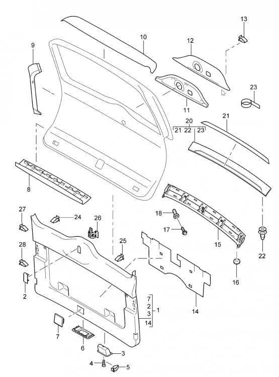 Removal tailgate trim - 9PA, 9PA1 (Cayenne, Cayenne S, Cayenne Turbo ...